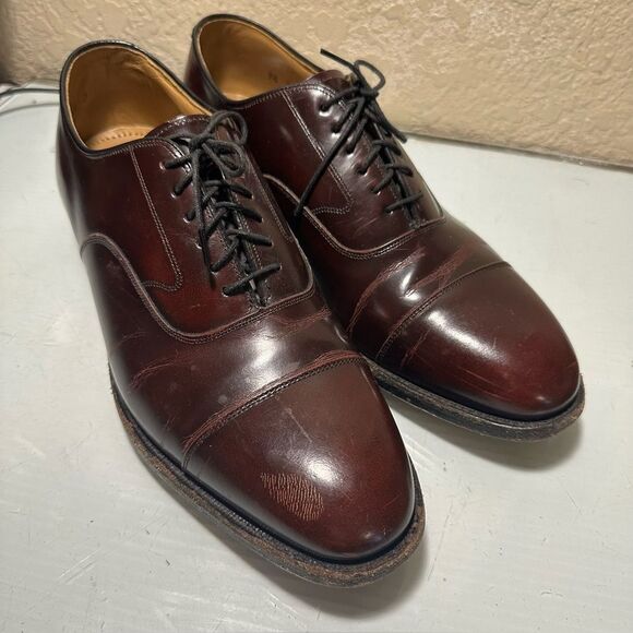 Johnston & Murphy Size 9.5 D Oxblood Leather Cap Toe Dress Shoes - Picture 1 of 10